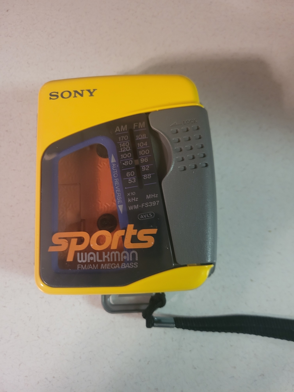 Sony Yellow and Gray Sports Walkman FM/AM Cassette Player